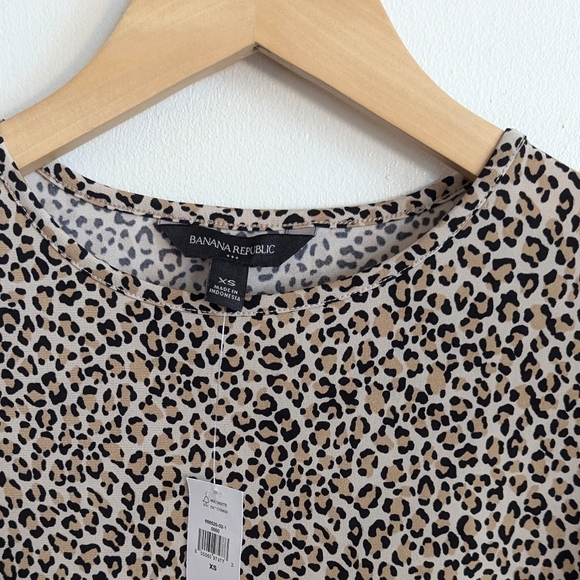 Banana Republic Petite Cheetah Print Belted Knit Fit and Flare Dress - Picture 3 of 7